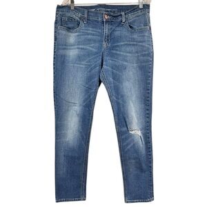 Old Navy Women's Boyfriend Distressed Denim Blue Skinny Jeans Size 12